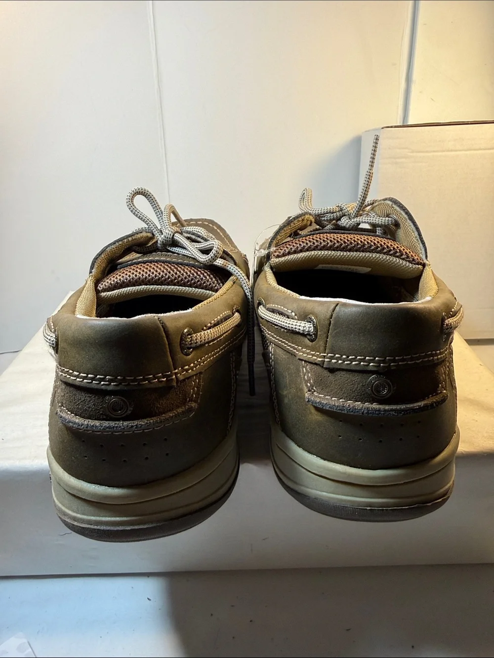Margaritaville Men's Dark Brown and Tan Lace-Up Boat Shoes